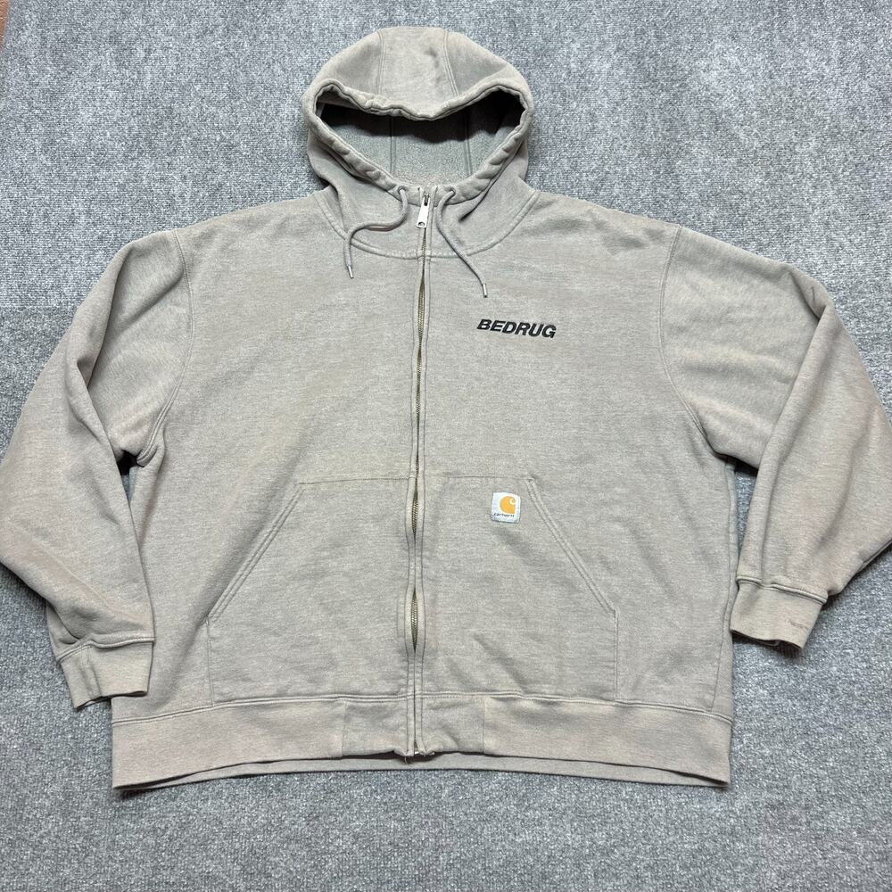 Carhartt Full Zip Hoodie 2XL Gray Embroidered BEDRUG Workwear